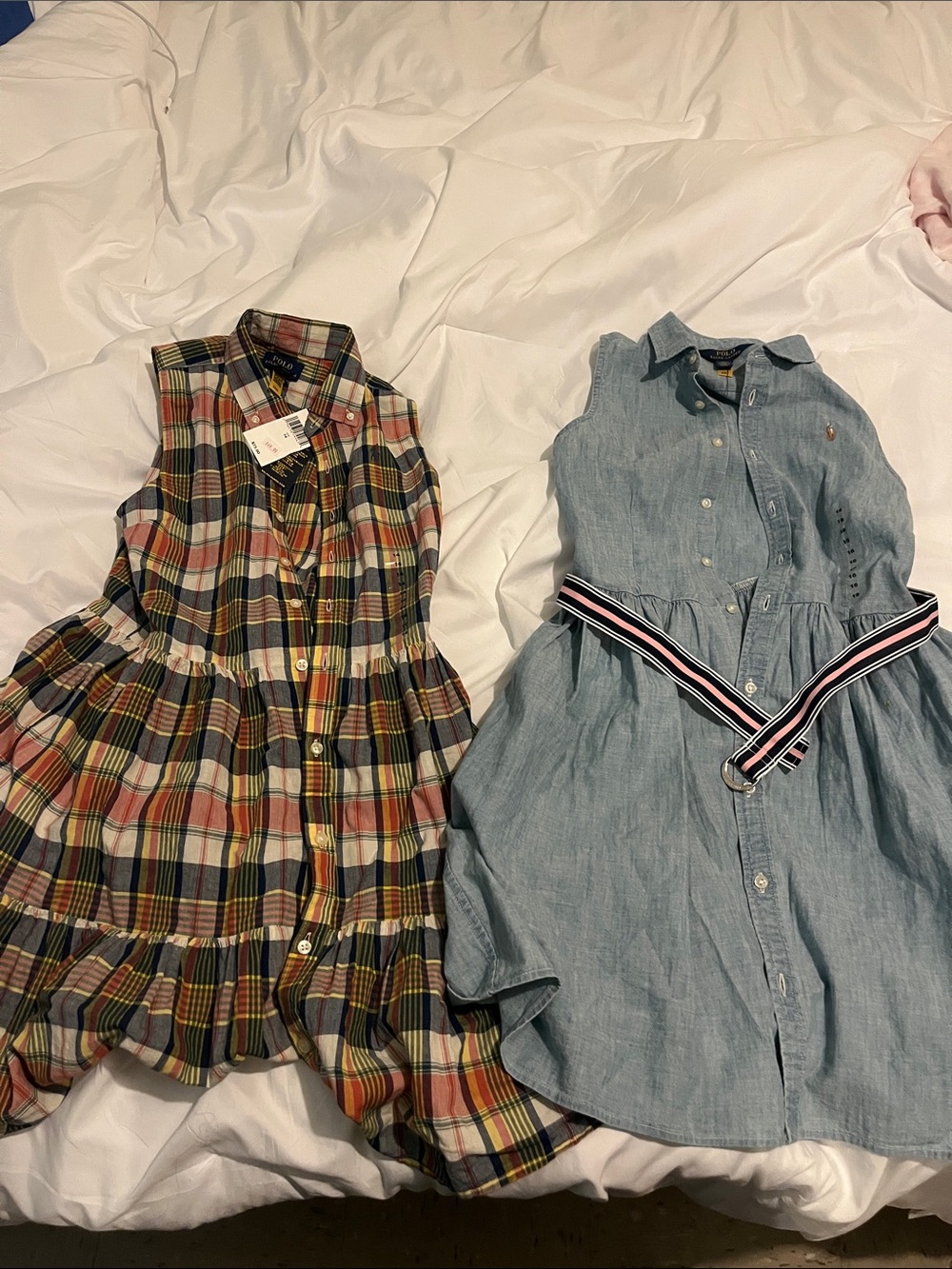 Ralph Lauren Girls' Light Blue Chambray Shirt Dress